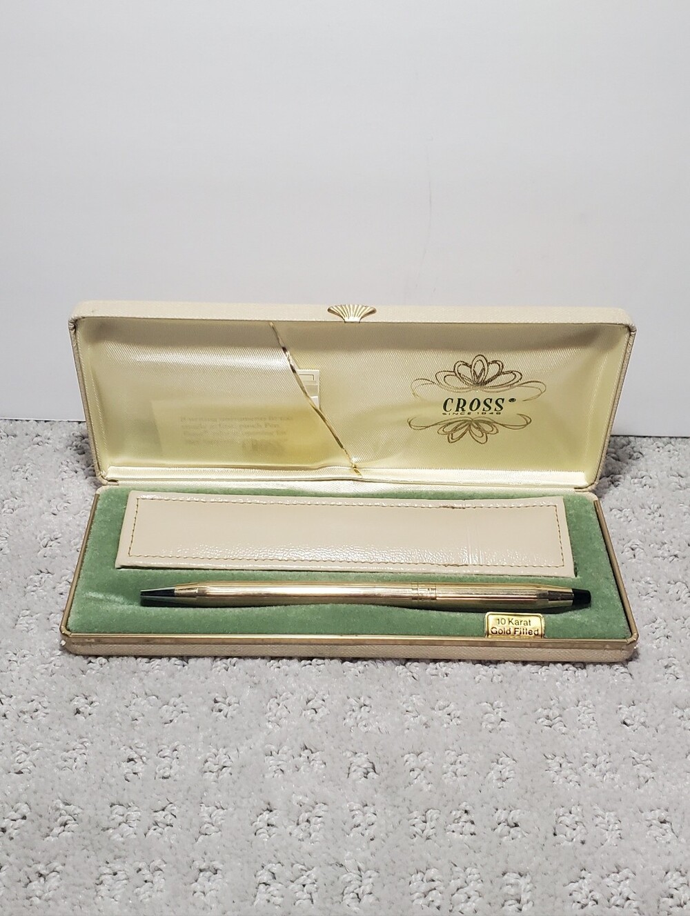 Vintage Cross 10K Gold Filled Ballpoint Pen Ink w/ Original Case